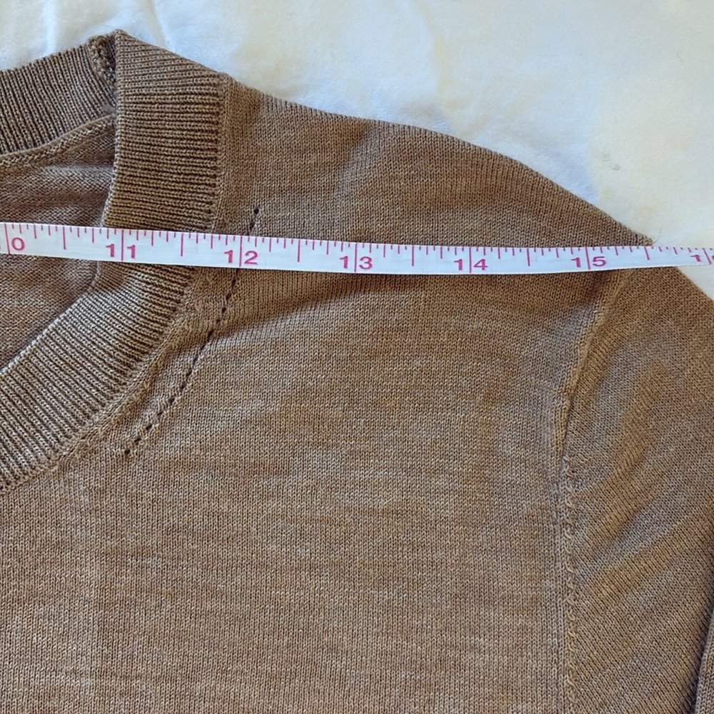 COS Camel Fine Knit Wool Crewneck Sweater, Size Large - Picture 4 of 10